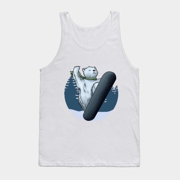 Polar bear as Snowboarder with Snowboard Tank Top by Markus Schnabel